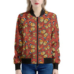 Orange Monarch Butterfly Print Women's Bomber Jacket