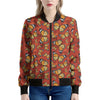 Orange Monarch Butterfly Print Women's Bomber Jacket