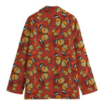 Orange Monarch Butterfly Print Women's Cotton Blazer