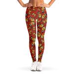Orange Monarch Butterfly Print Women's Leggings