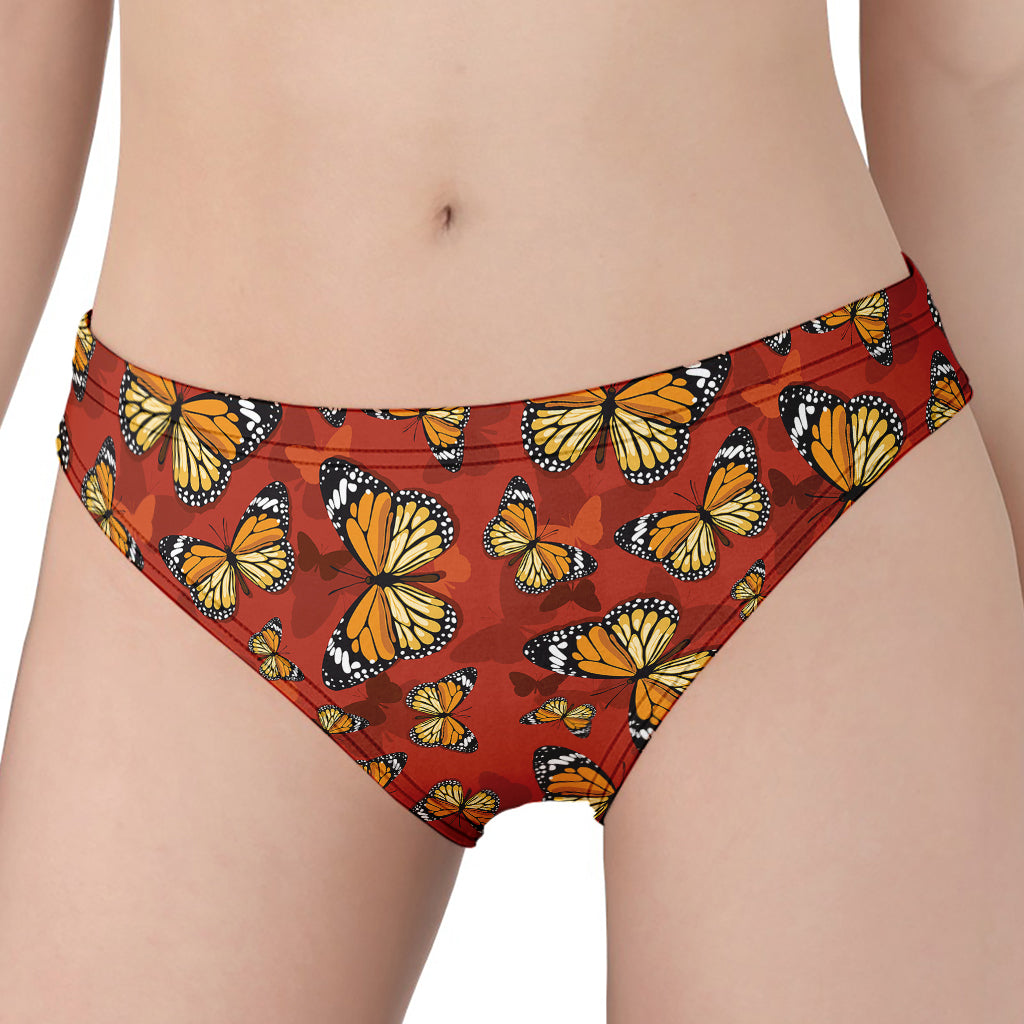 Orange Monarch Butterfly Print Women's Panties