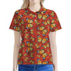 Orange Monarch Butterfly Print Women's Polo Shirt