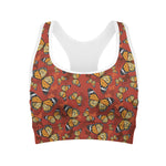 Orange Monarch Butterfly Print Women's Sports Bra