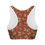 Orange Monarch Butterfly Print Women's Sports Bra