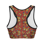 Orange Monarch Butterfly Print Women's Sports Bra