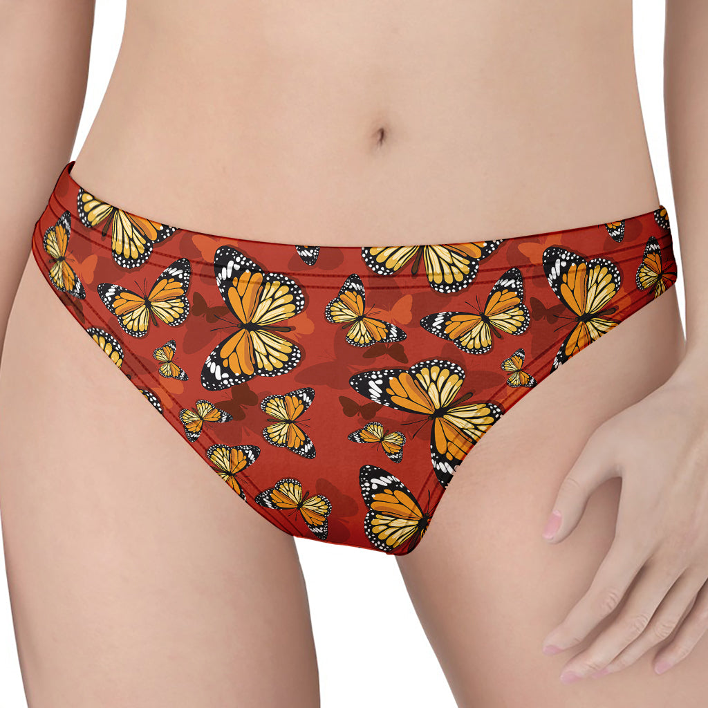 Orange Monarch Butterfly Print Women's Thong