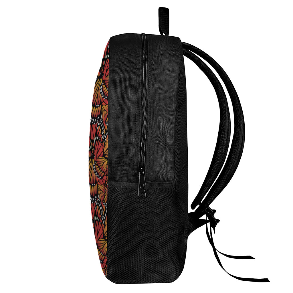 Orange Monarch Butterfly Wings Print 17 Inch Backpack