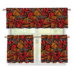 Orange Monarch Butterfly Wings Print 3 Piece Kitchen Curtains