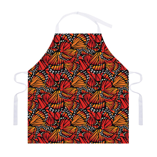 Orange Monarch Butterfly Wings Print Adjustable Apron