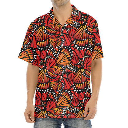 Orange Monarch Butterfly Wings Print Aloha Shirt
