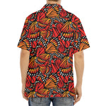 Orange Monarch Butterfly Wings Print Aloha Shirt
