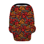 Orange Monarch Butterfly Wings Print Baby Seat Cover