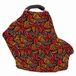 Orange Monarch Butterfly Wings Print Baby Seat Cover