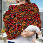 Orange Monarch Butterfly Wings Print Baby Seat Cover