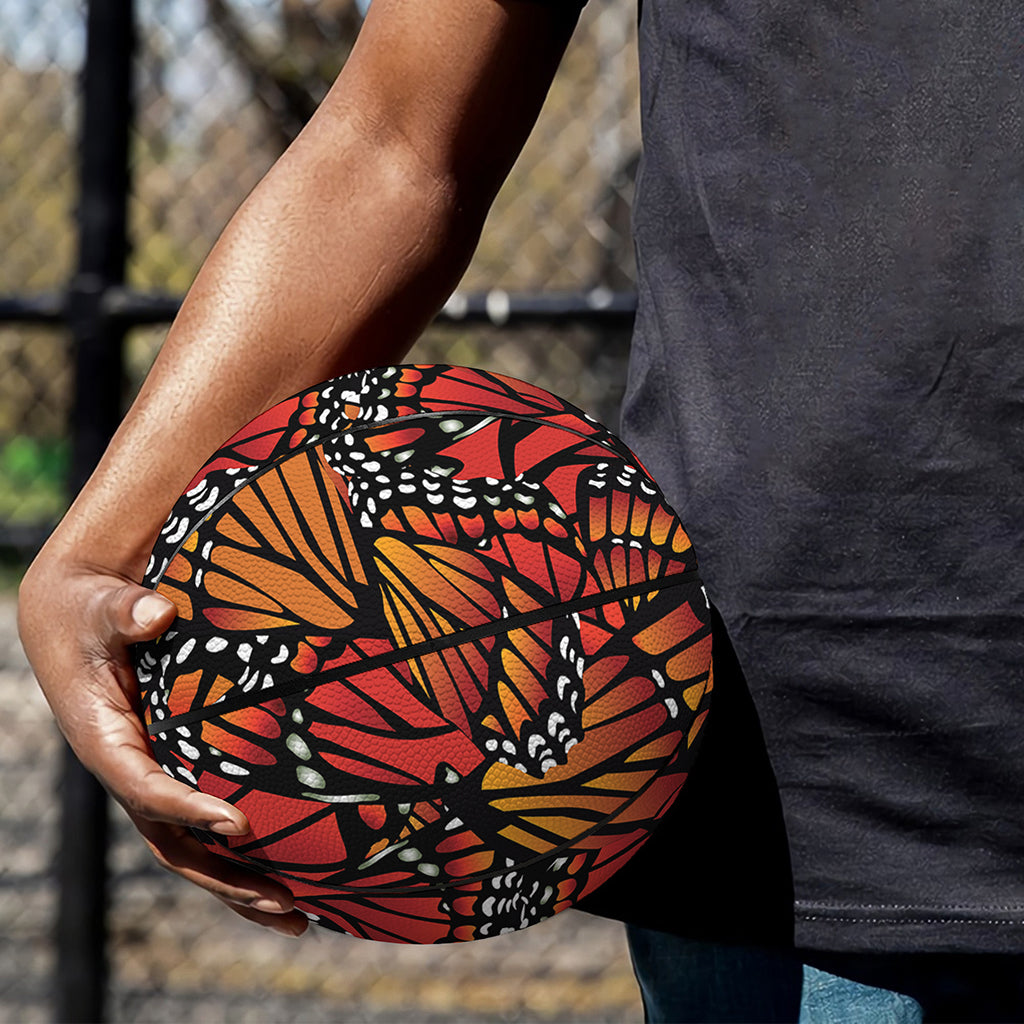 Orange Monarch Butterfly Wings Print Basketball