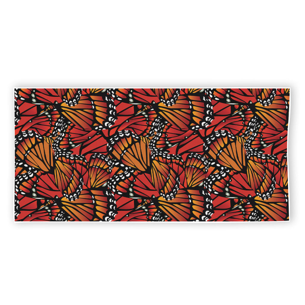 Orange Monarch Butterfly Wings Print Beach Towel