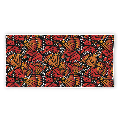 Orange Monarch Butterfly Wings Print Beach Towel