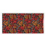 Orange Monarch Butterfly Wings Print Beach Towel