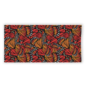 Orange Monarch Butterfly Wings Print Beach Towel