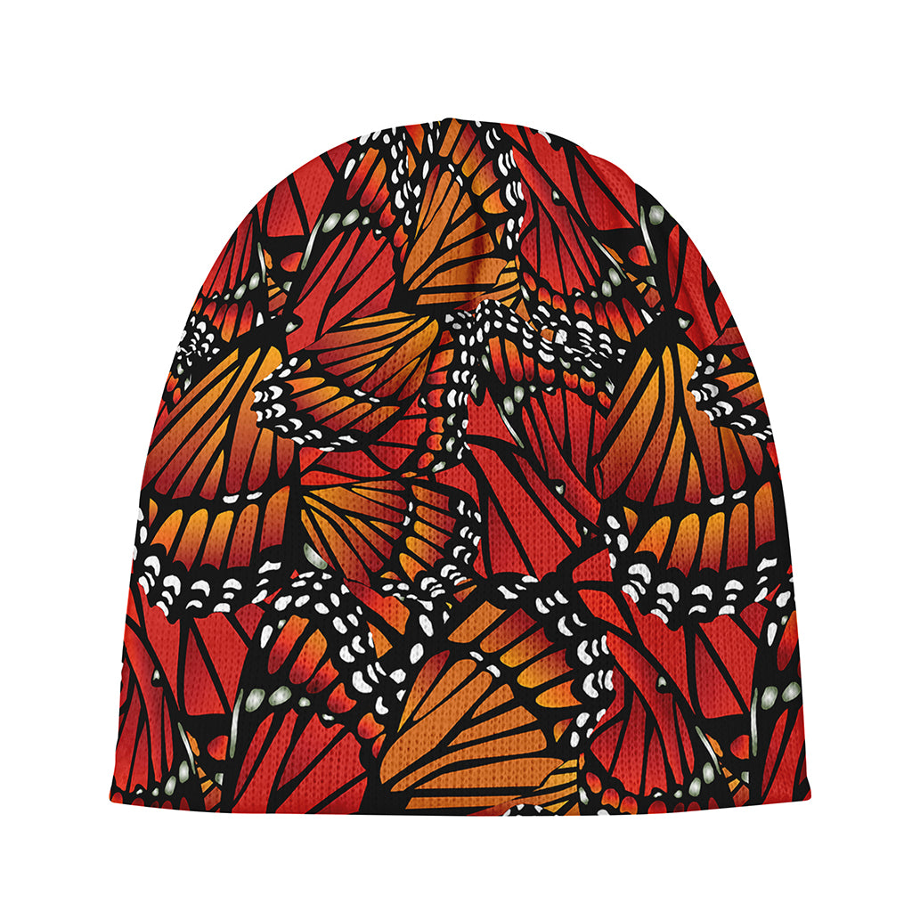 Orange Monarch Butterfly Wings Print Beanie