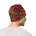 Orange Monarch Butterfly Wings Print Beanie