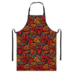 Orange Monarch Butterfly Wings Print Bib Apron With Pocket