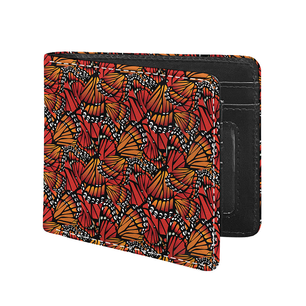 Orange Monarch Butterfly Wings Print Bifold Wallet