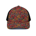 Orange Monarch Butterfly Wings Print Black Mesh Trucker Hat