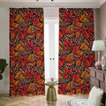 Orange Monarch Butterfly Wings Print Dimout Pencil Pleat Curtains
