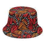 Orange Monarch Butterfly Wings Print Bucket Hat