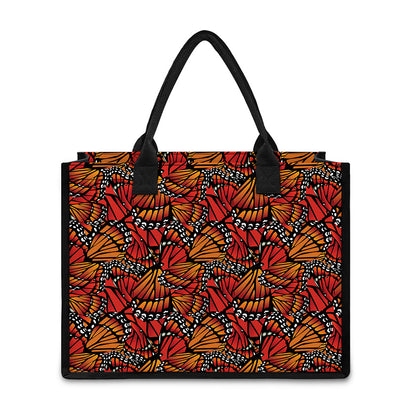 Orange Monarch Butterfly Wings Print Canvas Tote Bag