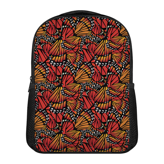 Orange Monarch Butterfly Wings Print Casual Backpack