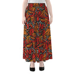 Orange Monarch Butterfly Wings Print Chiffon Maxi Skirt