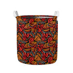Orange Monarch Butterfly Wings Print Collapsible Laundry Basket
