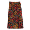 Orange Monarch Butterfly Wings Print Cotton Front Slit Maxi Skirt