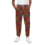 Orange Monarch Butterfly Wings Print Cotton Pants