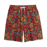 Orange Monarch Butterfly Wings Print Cotton Shorts
