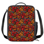 Orange Monarch Butterfly Wings Print Crossbody Lunch Bag