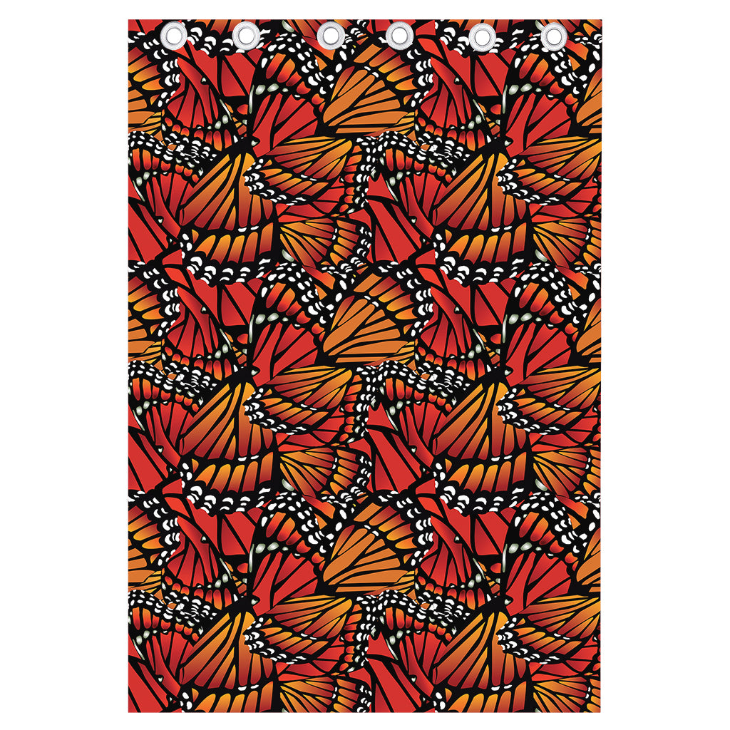 Orange Monarch Butterfly Wings Print Curtain