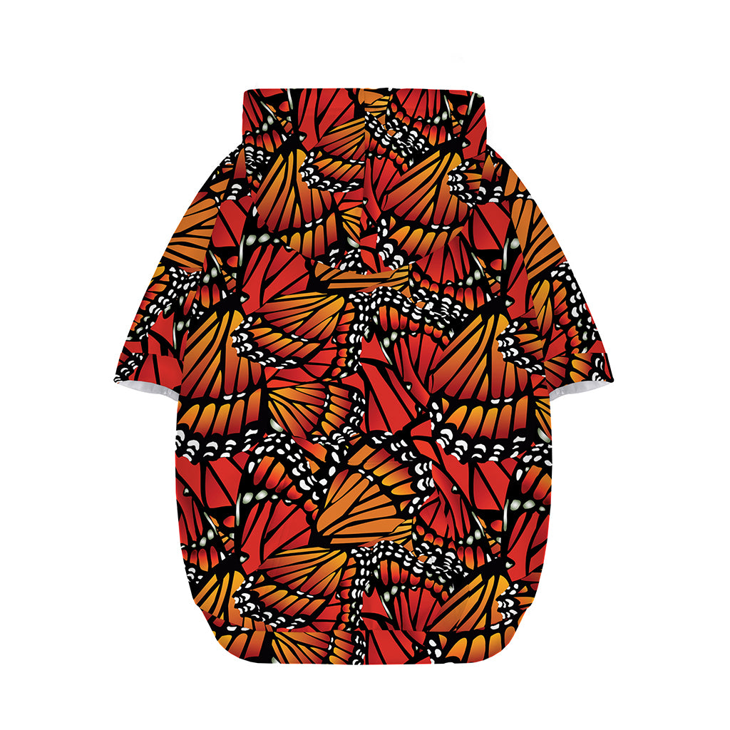 Orange Monarch Butterfly Wings Print Dog Zip Up Hoodie