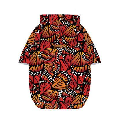 Orange Monarch Butterfly Wings Print Dog Zip Up Hoodie