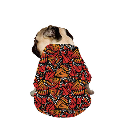 Orange Monarch Butterfly Wings Print Dog Zip Up Jacket