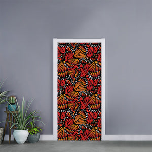 Orange Monarch Butterfly Wings Print Door Sticker