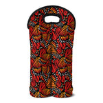 Orange Monarch Butterfly Wings Print Double Neoprene Wine Tote