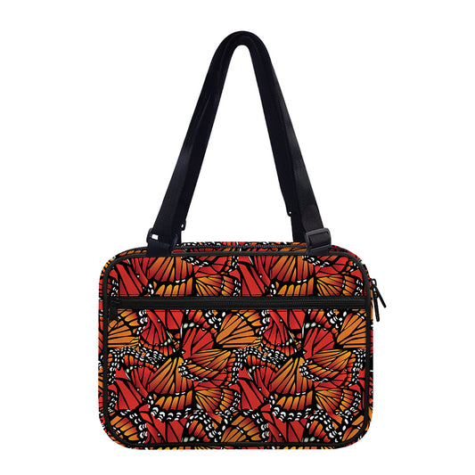 Orange Monarch Butterfly Wings Print Double Strap Bible Bag