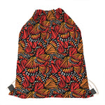 Orange Monarch Butterfly Wings Print Drawstring Bag