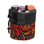 Orange Monarch Butterfly Wings Print Drawstring Makeup Bag