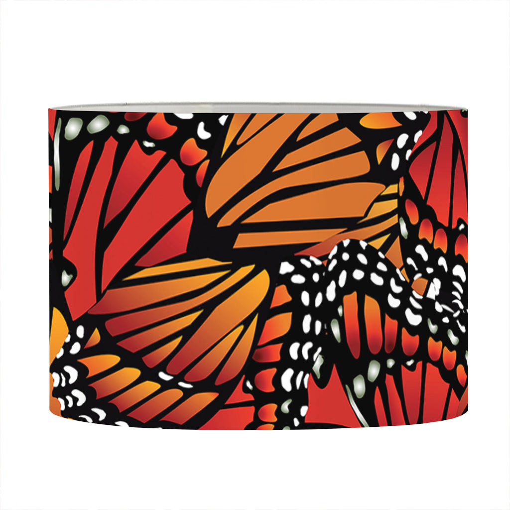 Orange Monarch Butterfly Wings Print Drum Lamp Shade
