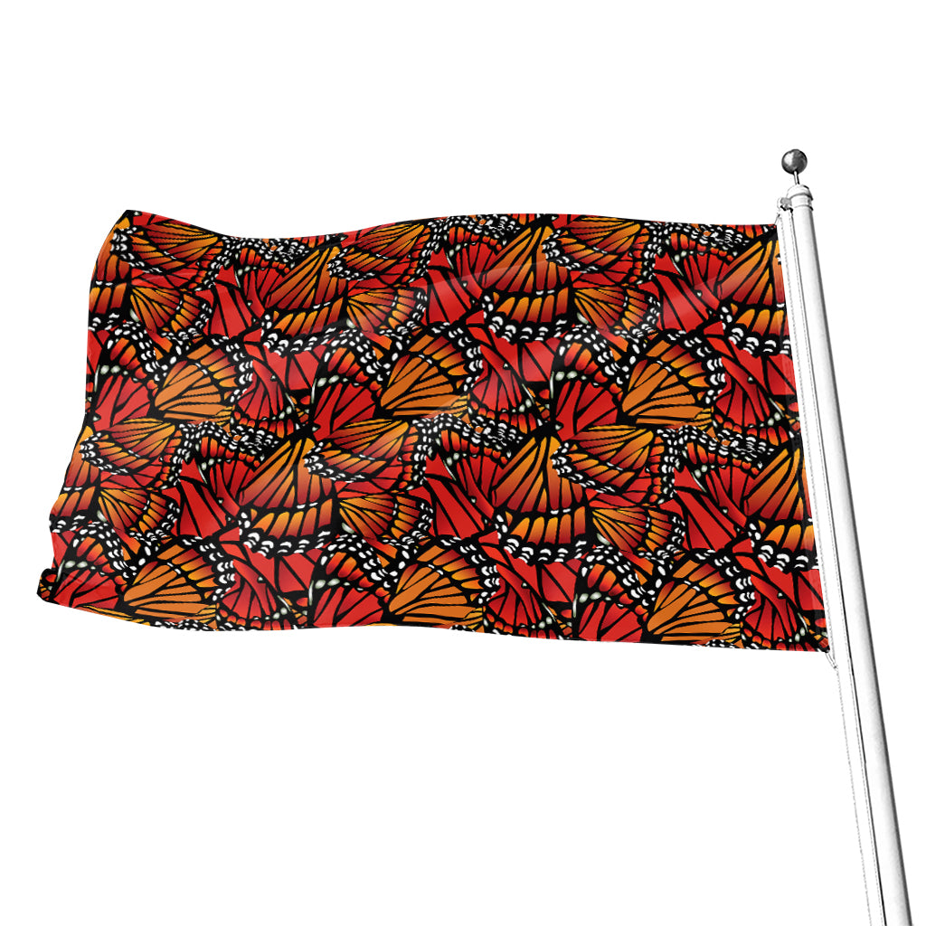 Orange Monarch Butterfly Wings Print Flag