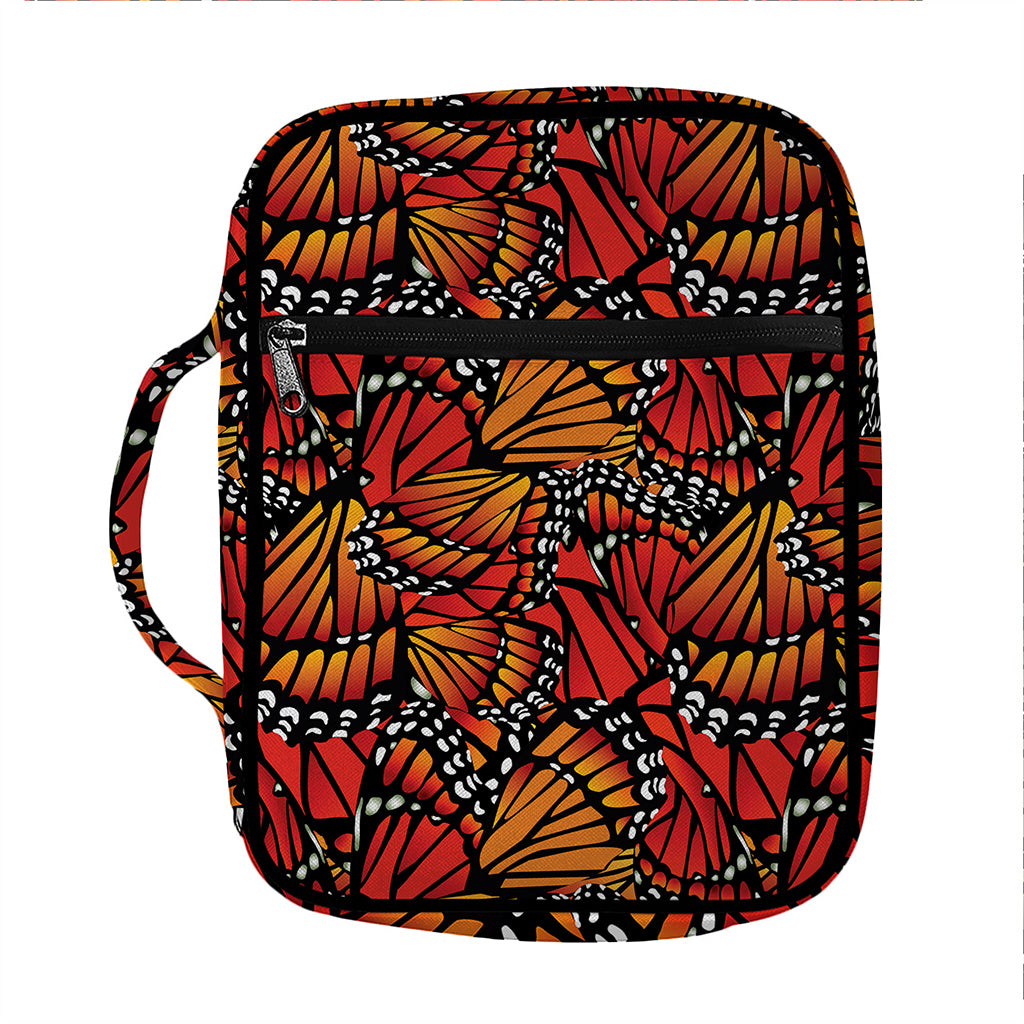 Orange Monarch Butterfly Wings Print Front Pocket Bible Bag